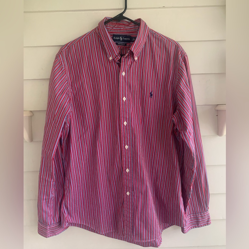 Ralph Lauren Custom Fit Striped Long Sleeve Button Shirt Men’s Size Large - Picture 2 of 12